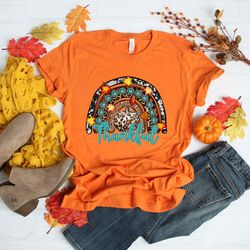 thankful rainbow pumpkin shirt,thanksgiving vacation shirt,family thanksgiving shirt