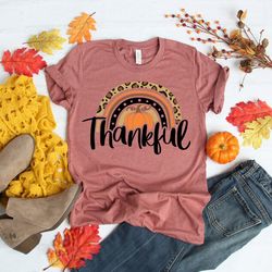 thankful rainbow pumpkin shirt,thanksgiving vacation shirt,family thanksgiving shirt, thanksgiving food shirt