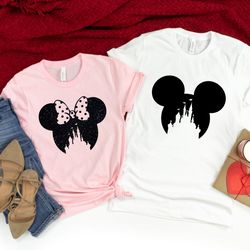 mickey castle shirt, minni castle shirt, disney shirt, minnie ear shirt, cute ear shirt, disney rose gold tee, disney, d