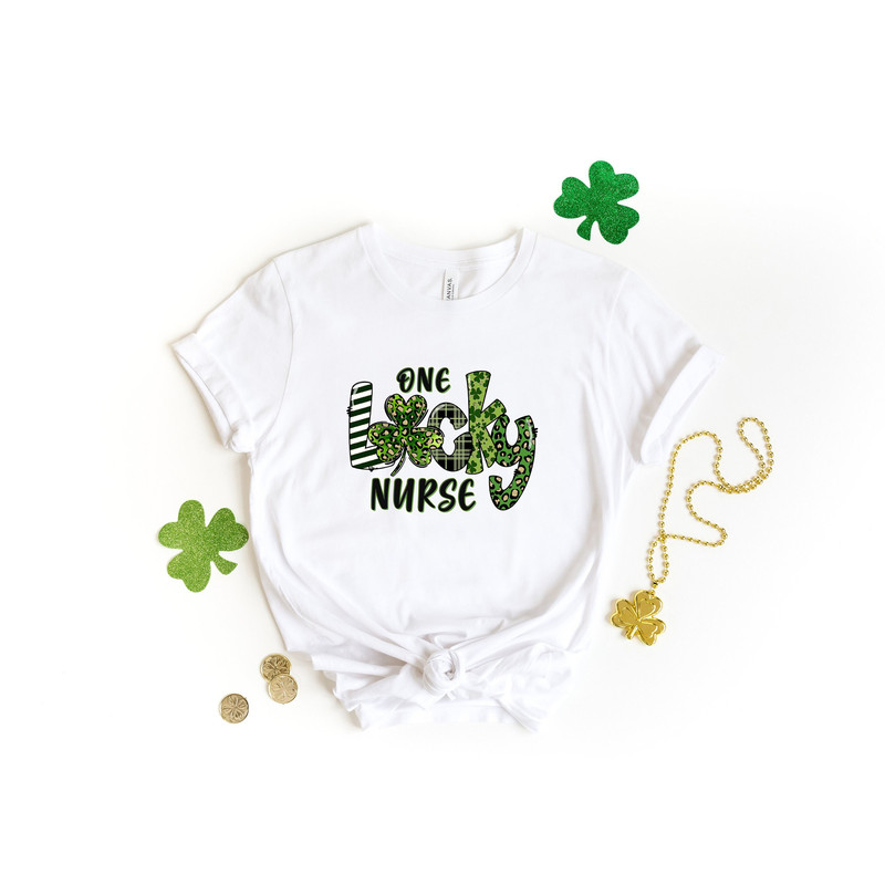 One Lucky Nurse Shirt, Patrick Day Shirt, St. Patricks Day Shirt, Shamrock Lucky, Four Leaf Clover, Shamrock, Irish Shirt.jpg