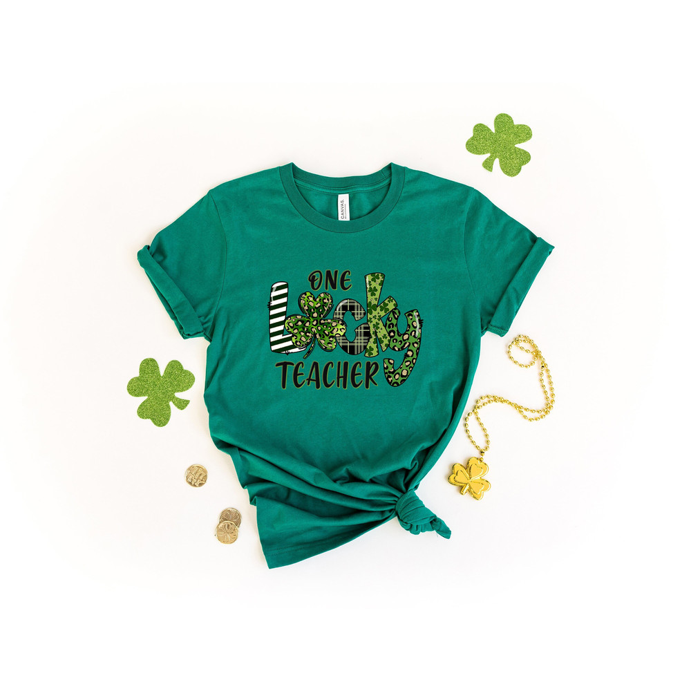 One Lucky Teacher Shirt, Patrick Day Shirt, St. Patricks Day Shirt, Shamrock Lucky, Four Leaf Clover, Shamrock, Irish Shirt.jpg