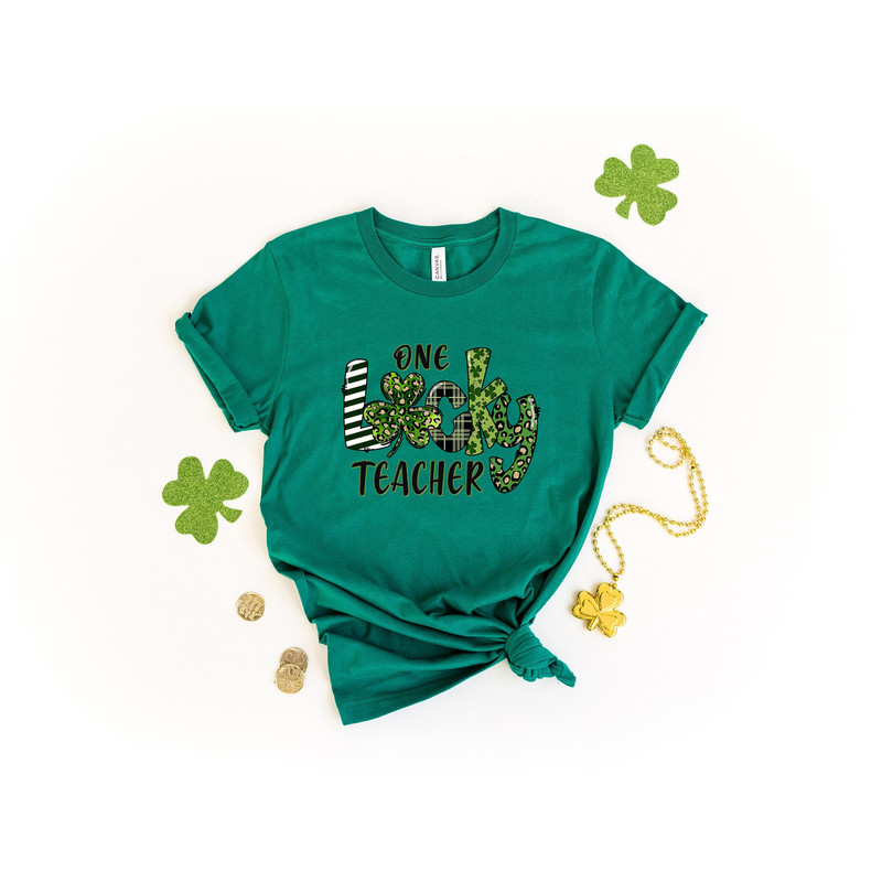 One Lucky Teacher Shirt, Patrick Day Shirt, St. Patricks Day Shirt, Shamrock Lucky, Four Leaf Clover, Shamrock, Irish Shirt.jpg