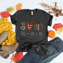 peace love fall shirt, happy fall y'all, thankful grateful blessed shirt,thanksgiving shirt,buffalo plaid thanksgiving s