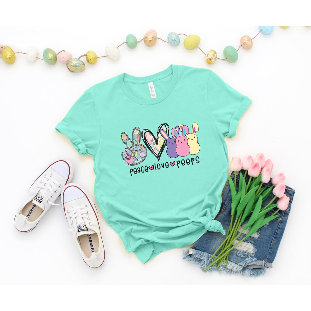 Peace Love Peeps Easter Shirt, Chillin With My Peeps Easter Shirt, Hip Hop Happy Easter Shirt, Bunny With Glasses Shirt, Kids Easter Shirt.jpg