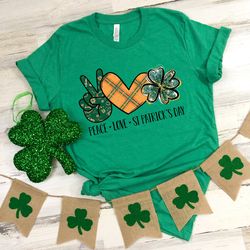peace love st patrick's day shirt, patrick lucky shirt, st. patricks day shirt, shamrock lucky lips, four leaf clover, s