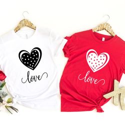 polka dots love heart shirt, cute valentines day shirt, leopard shirt, cute heart shirt unisex, valentines shirt, cute v