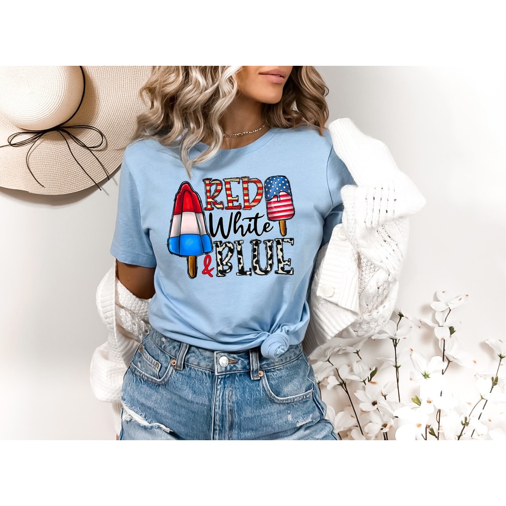 Red White and Blue, America Tee, Fourth of July Shirt Shirt, Ice Cream Tee,Summer BBQ t-shirt,Women's 4th of July,America 4th of July Shirt.jpg
