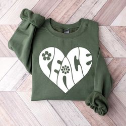 aesthetic peace shirt,peace shirt,vintage tshirt,retro graphic sweatshirt,groovy crewneck sweatshirt,minimalist shirt,bo