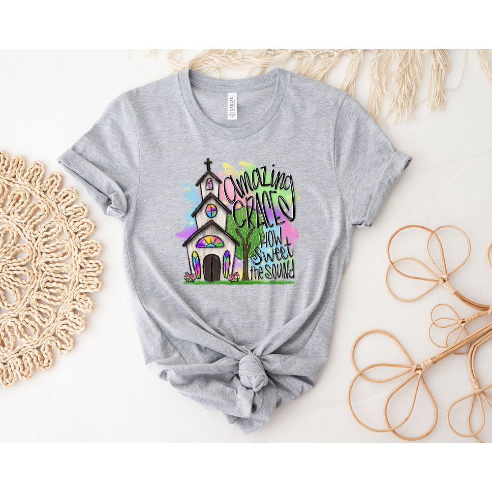 Amazing Grace Country Church Tshirt, Gift for Christian, Christian Shirt, Gift for Dad.jpg