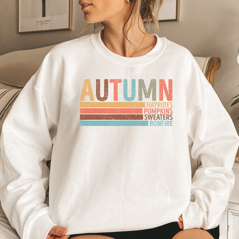 Autumn Hayrides Pumpkins Sweaters Bonfire Sweatshirt, Happy Fall Thanksgiving Autumn Pumpkin Season Shirt, Thanksgiving Outfit, Fall Outfit.jpg