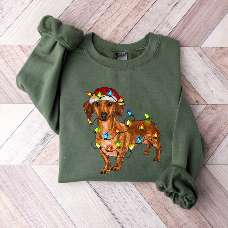 Dachshund Puppy Christmas Lights Sweatshirt,Dachshund Christmas Sweatshirt,Dog Owner Christmas Shirt,Pet Lovers Sweater,Dachshund Lover Gift.jpg