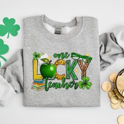 one lucky teacher shirt, st.patrick day teacher shirt, shamrock tshirt, teacher gift, blessed teacher, lucky shirt, luck