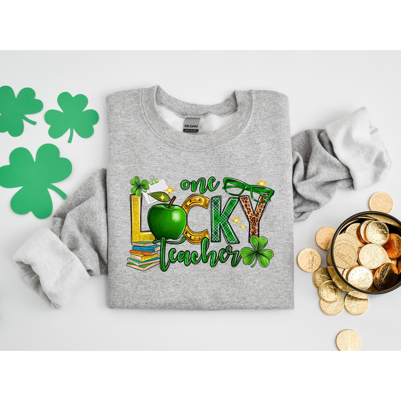 One Lucky Teacher Shirt, St.Patrick Day Teacher Shirt, Shamrock T-shirt, Teacher Gift, Blessed Teacher, Lucky Shirt, Lucky Teacher Tee.jpg