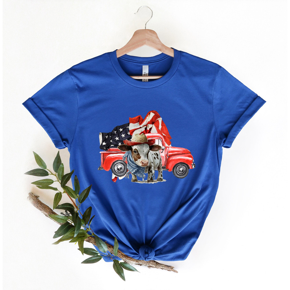 Patriotic Truck Shirt,Freedom Shirt,Fourth Of July Shirt,Patriotic Tee,Independence Day Shirts,Patriotic Family Shirts,Americana cow.jpg