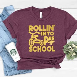 rollin into pre school school shirt,teacher gift, gift for teachers, kindergarten teacher, teacher appreciation,back to