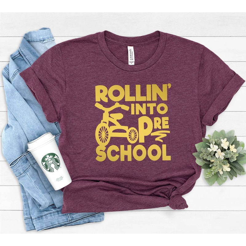 Rollin into pre school School Shirt,Teacher Gift, Gift for Teachers, Kindergarten Teacher, Teacher Appreciation,Back to School Shirt,Bike.jpg