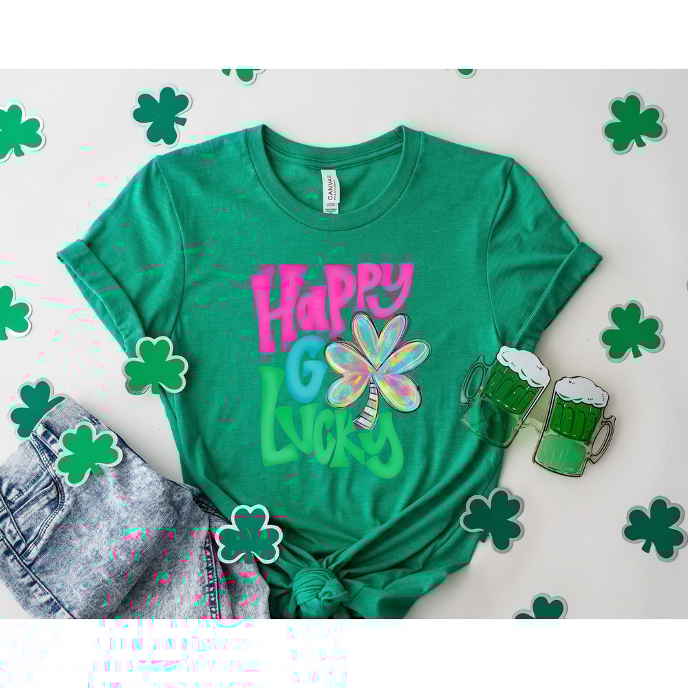 Shamrock St Patrick's Day Shirt, Lucky Shirt, Happy Go Lucky, Shamrock Shirt, St. Patty's Shirt, St Patrick's Day Gift, Irish Shirt.jpg