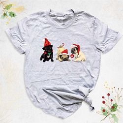 santa pug christmas shirt, pug lover mom shirt, xmas dog shirt, woofy christmas shirt, pug owner gift shirt, 2023 family
