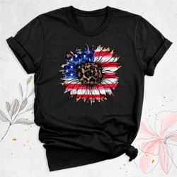 sunflower america shirt, 4th of july shirt, patriotic shirt, usa flag flower shirt, freedom shirt, american girl shirt,