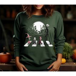 nightmare before christmas sweatshirt, disney jack halloween sweatshirt, jack and sally abbey road shirt, halloween nigh