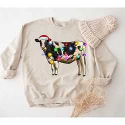 cow christmas sweatshirt, christmas cow shirt, merry christmas heifers shirt, highland cow farm christmas shirt, farmer