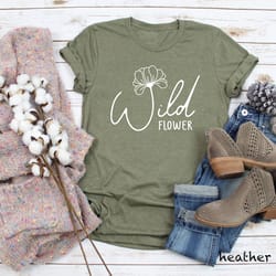 wild flower t-shirt, wildflower shirt, floral shirt, flower tee shirt, botanical shirt, nature lover shirt, ladies shirt