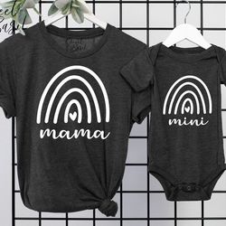 mama and mini shirts, rainbow mama shirt, mini shirt, mommy and me matching shirts, mommy and me outfit, new mom shirt