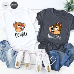 chip and dale shirt, double trouble shirt, disney couple shirts, disney family shirts, valentine's day shirt