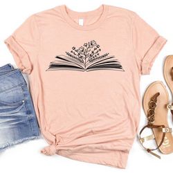 floral book lover shirt| gift for her| book lover shirt| bookworm shirt| book lover gift| shirt for women| book shirt fo
