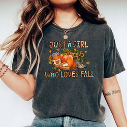 just a girl who loves fall shirt, womens fall long sleeve, cute fall shirts for women, fall lover's shirt, pumpkins shir