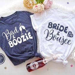 bachelorette party shirts, bad and boozie shirt, bride and boujee shirt, bachelorette party shirts