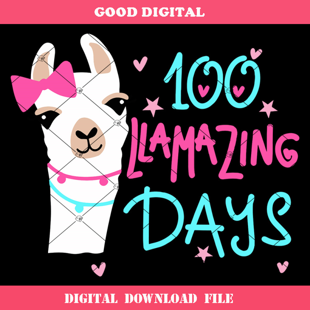 100 Llamazing Days Svg, Llama School Svg, 100 Days.jpg