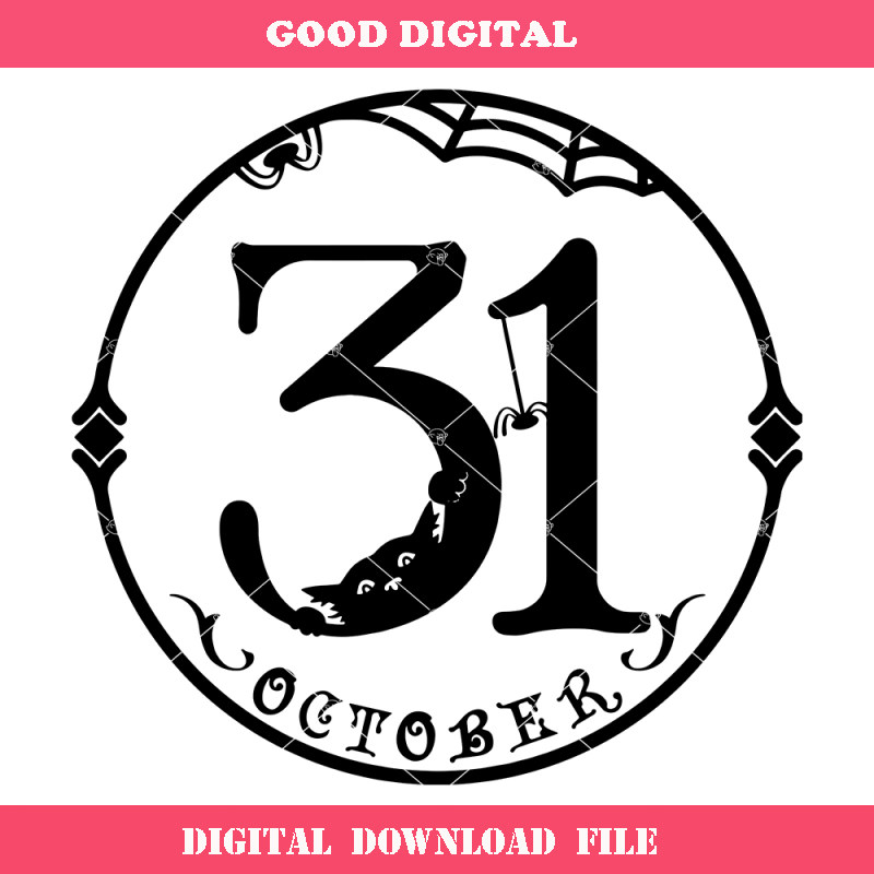 31 October With Black Cat Svg, Halloween Black Cat Svg.jpg