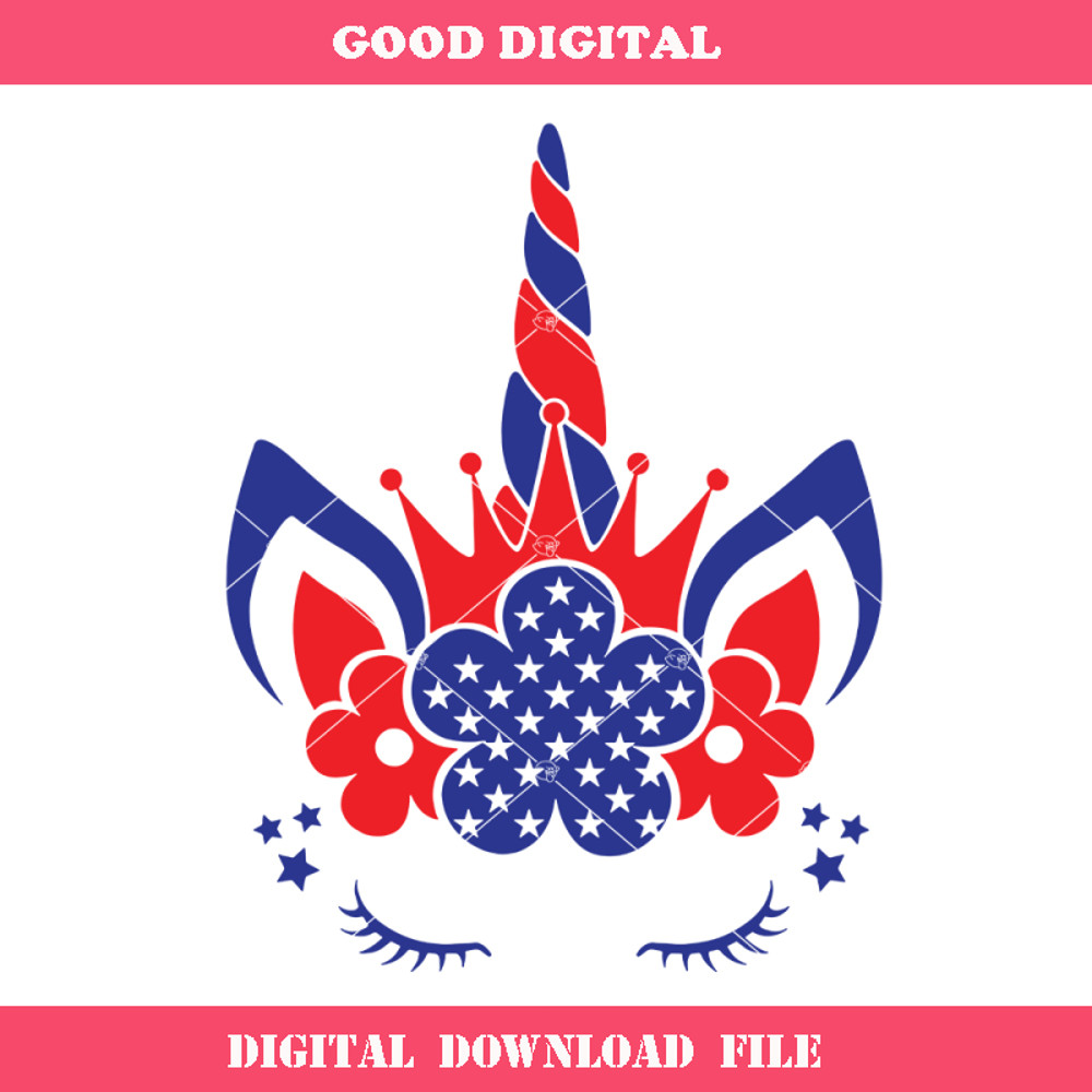 4th of july Mericorn Crown Svg, Unicorn Face Svg.jpg