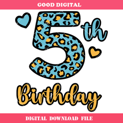 5th birthday svg, birthday number svg, leopard cheetah