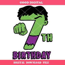 8th birthday hulk svg, birthday numer svg, green superhero