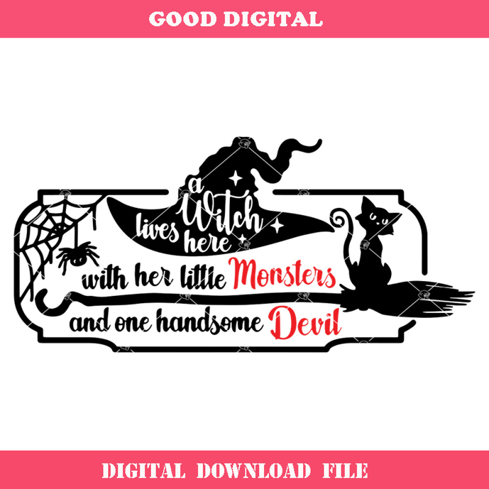 A Witch Lives Here Svg, Halloween Door Svg, Halloween Sign.jpg