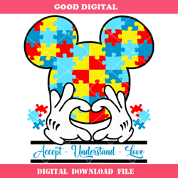 accept understand love autism svg, puzzle piece svg, be kind