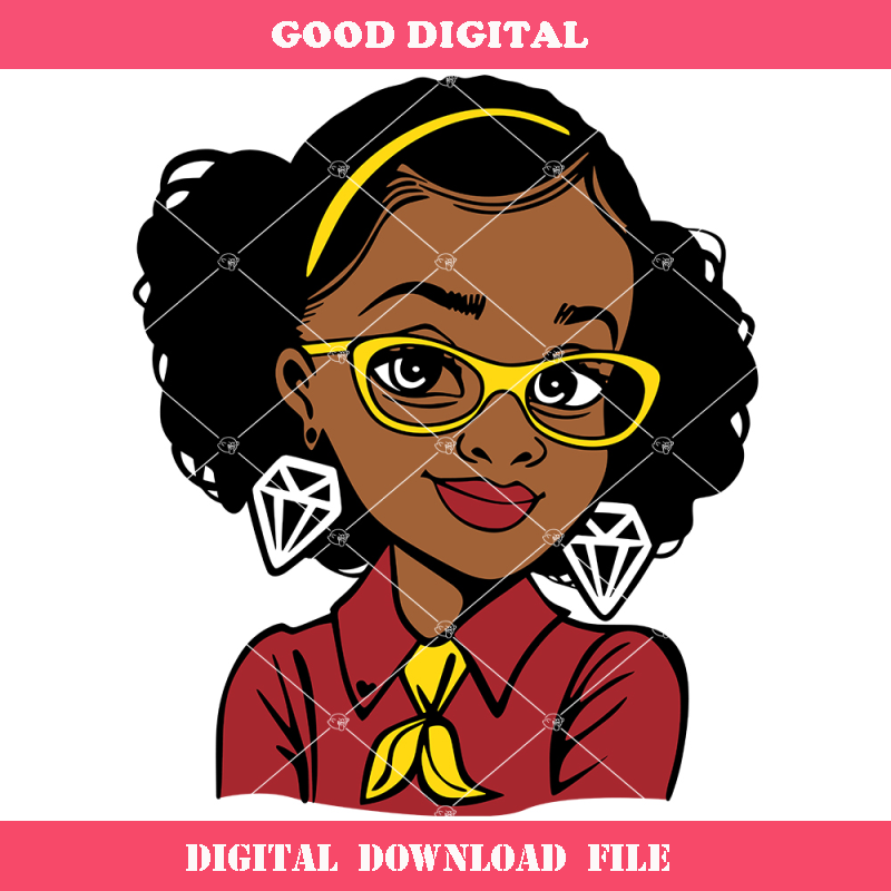 Afro Girl In Glasses Svg, Curly Hair Svg, Diamond Svg.jpg