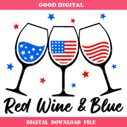 american flag wine glass svg, red wine and blue svg
