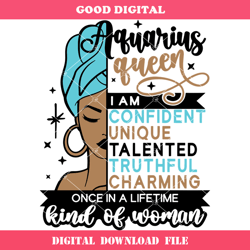 aquarius queen svg, birthday queen svg, afro girl zodiac svg