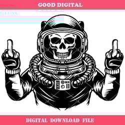 astronaut skull svg, skull middle finger svg, cosmonaut svg