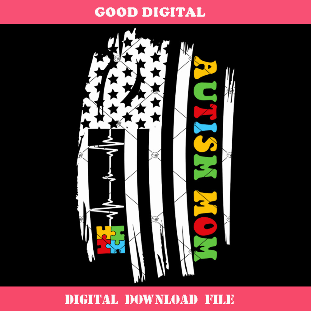 Autism Awareness Day USA Flag Svg, Autism Mom Svg.jpg