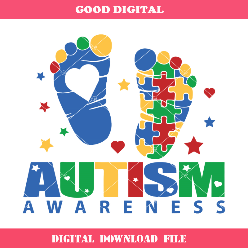 Autism Awareness Footprint Svg, Love Autism Svg.jpg