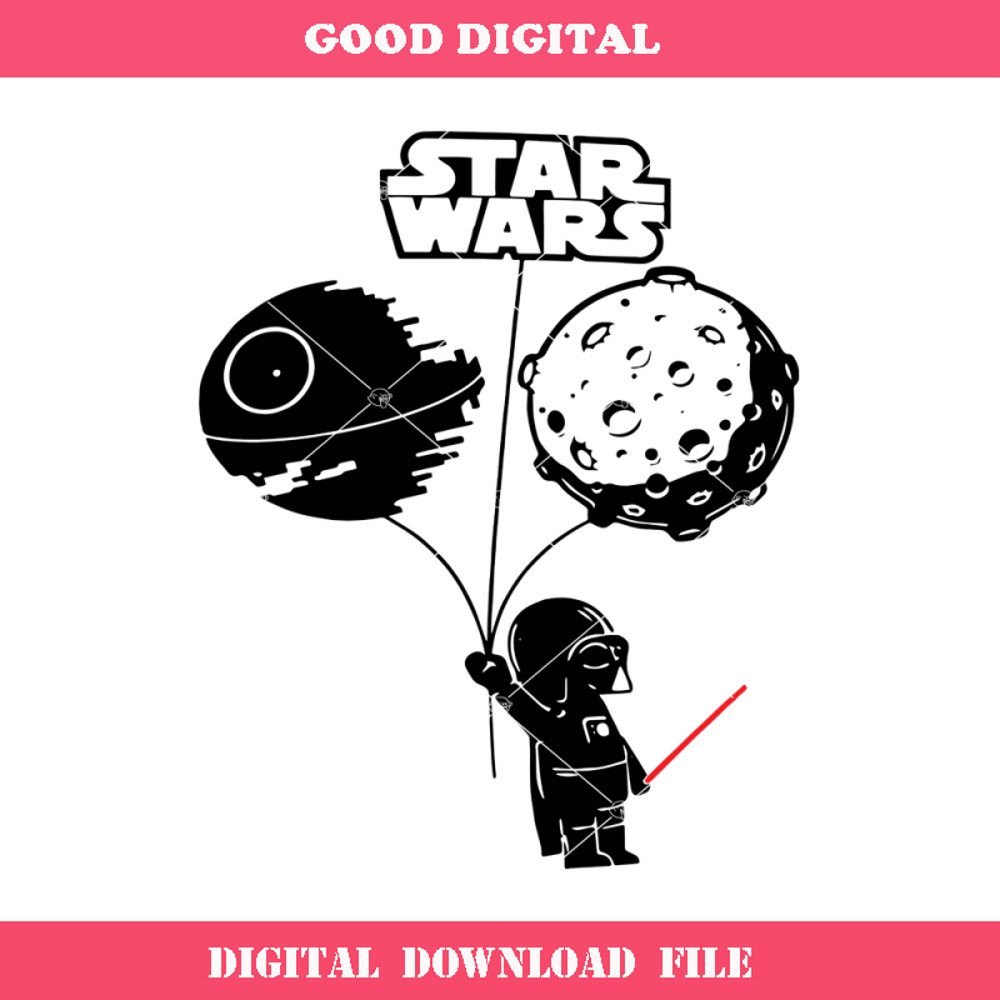 Baby Dart Vader With 2 Balloon Svg, Dart Vader Svg.jpg