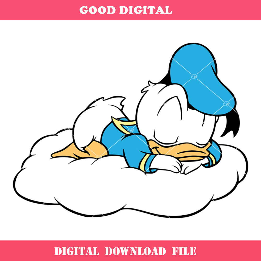Baby Donald Sleeps On A Cloud Svg, Duck Birthday Svg, Baby.jpg