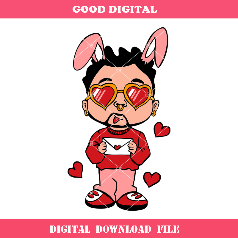 Bad Bunny Love Letter Svg, Bad Bunny Valentine Day Svg.jpg