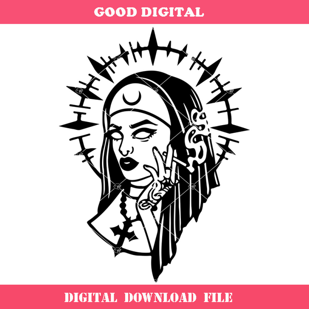 Badass Nun Svg, Smoking Nun Svg, Demon Nun Svg.jpg