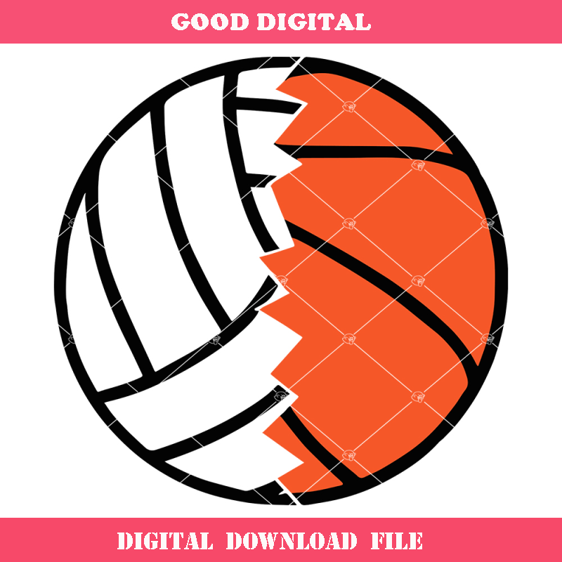 Basketball and Volleyball Are Cracked Half Svg, Mix & Match.jpg