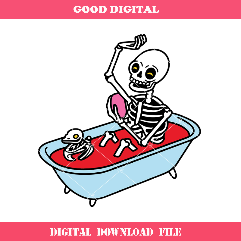 Bathing Human Skeleton Svg, Funny Skeleton Svg, Horror Bath.jpg